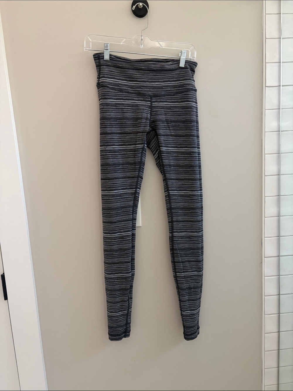 lululemon athletica Girls Black and Gray Striped Leggings